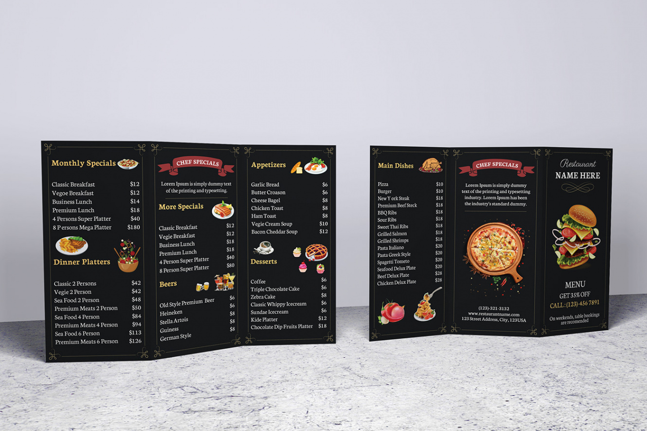 sample tri fold food brochure template pdf