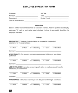 editable free employee evaluation template  pdf  word performance review employee evaluation template example