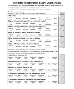 editable vestibular rehabilitation benefit questionnaire physical therapy vestibular evaluation template example