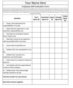 employee self evaluation form template in word excel pdf performance review self evaluation template pdf