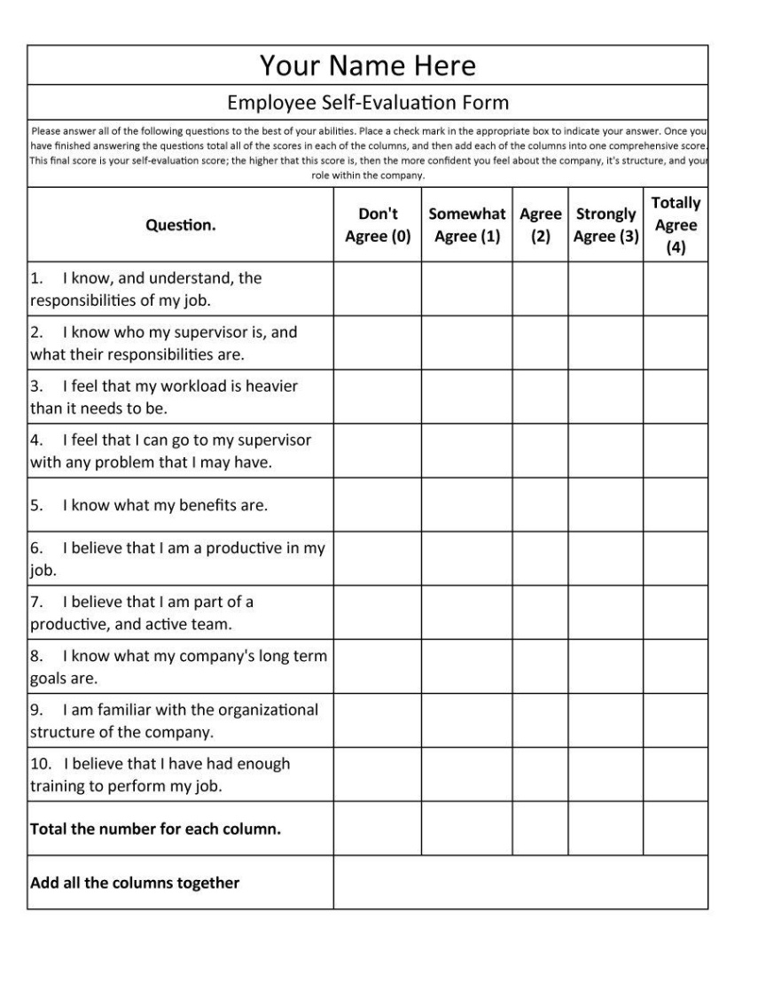 employee self evaluation form template in word excel pdf performance review self evaluation template pdf