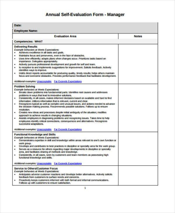 free 7 manager evaluation forms in pdf  ms word performance evaluation for managers template excel