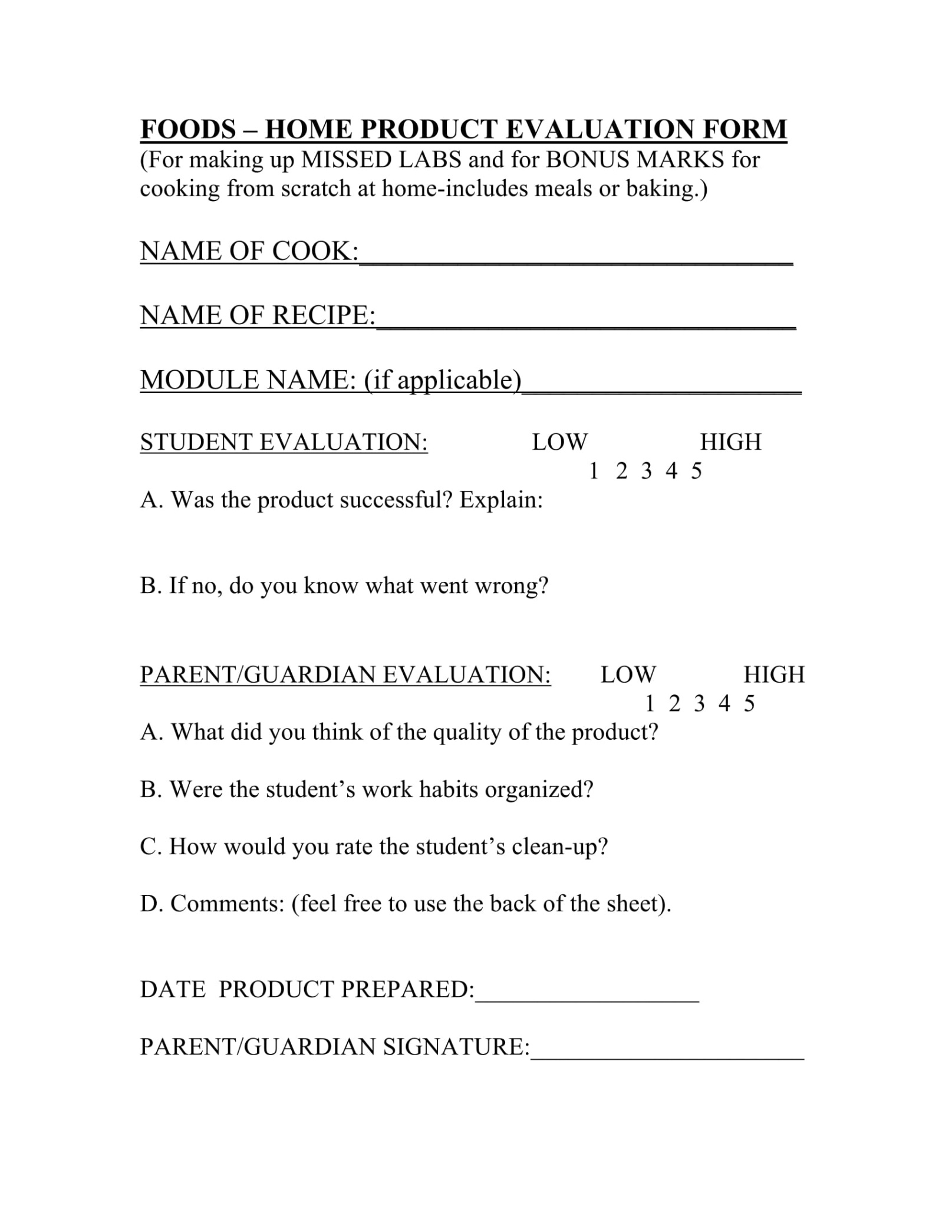 free food evaluation forms printable food sensory evaluation template excel