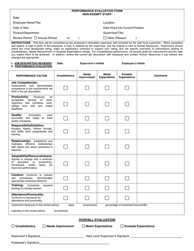 free free performance evaluation templates driver performance evaluation template