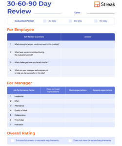 free how to evaluate employee performance with 6 performance review templates  streak performance review employee evaluation template example