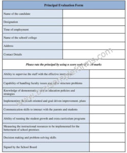 free sample printable principal evaluation form template word in 2022  evaluation form evaluation after school program evaluation template sample