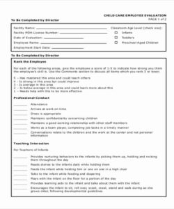 printable child care staff evaluation form child care program evaluation template pdf