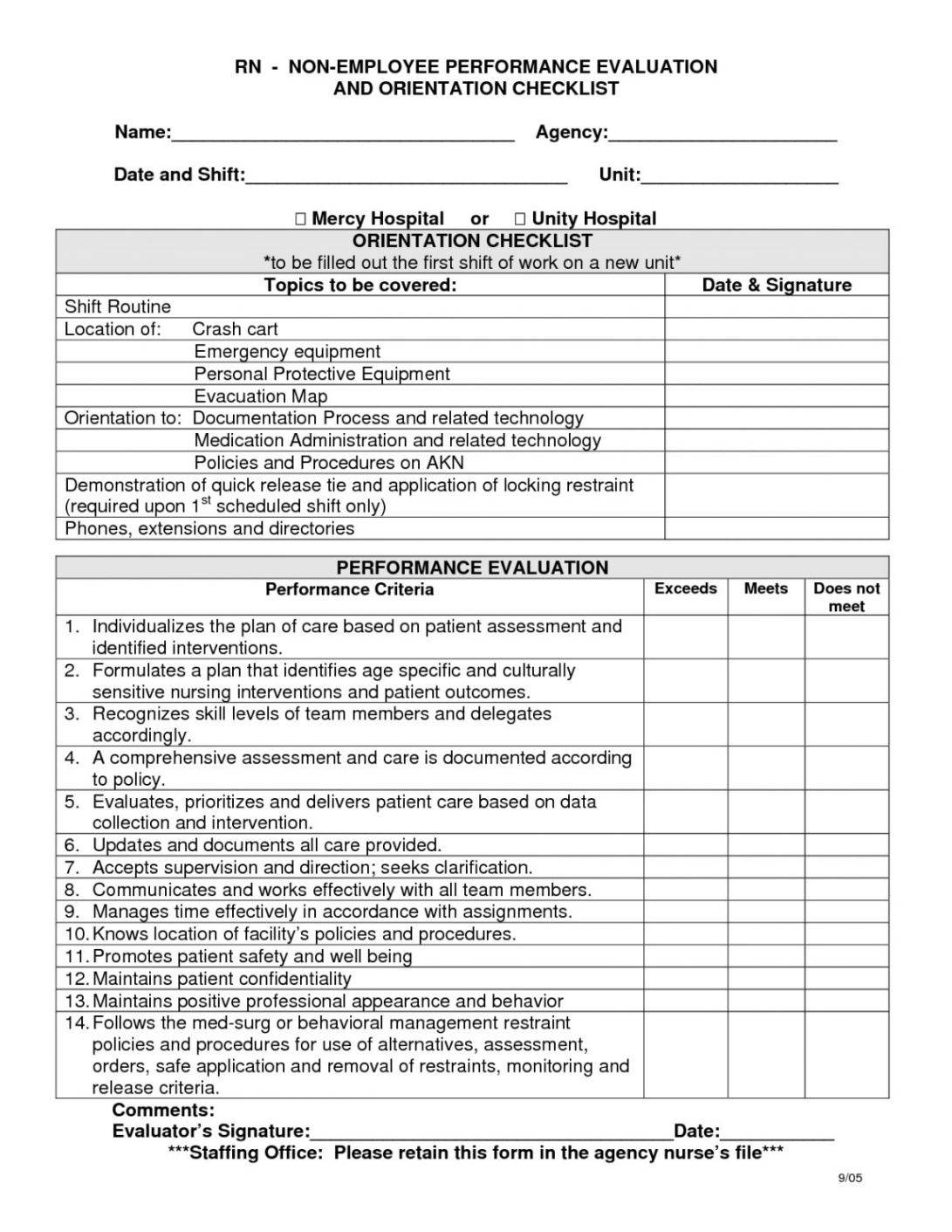 printable competency checklist template competency evaluation template word