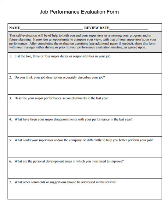 printable free 10 job performance evaluation templates in pdf work performance evaluation template doc