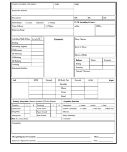 printable occupational therapy evaluation printable pdf download  evaluationform occupational therapy acute care evaluation template example