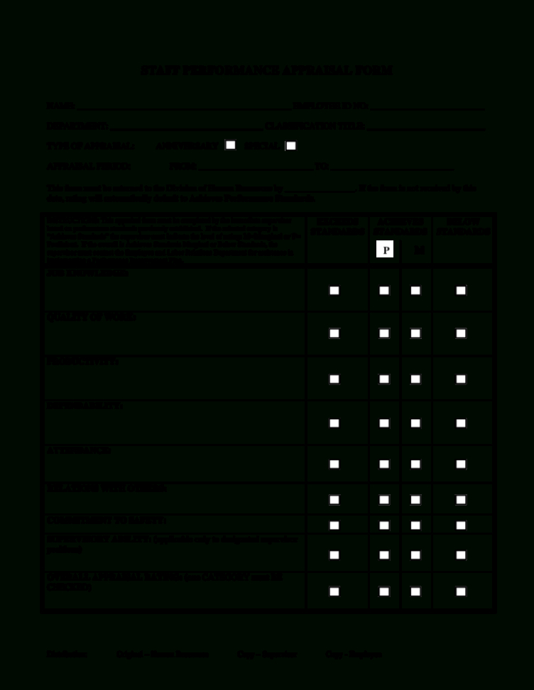 printable performance appraisal format  printable forms nursing performance evaluation template