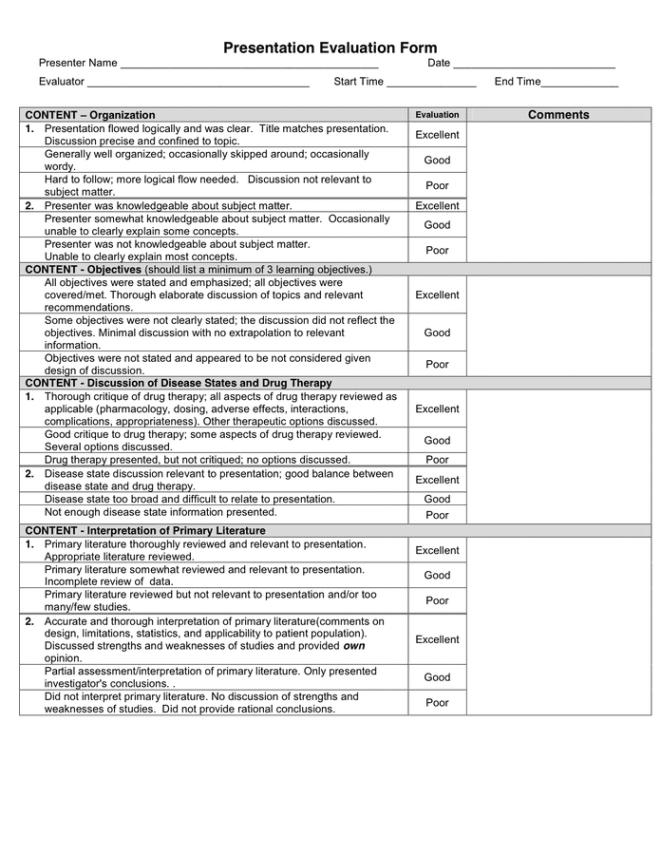 printable presentation evaluation form in word and pdf formats table topics evaluation template doc