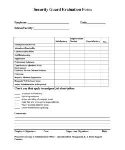 printable self evaluation form for security guard  fill online printable fillable blank  pdffiller agency performance evaluation template doc