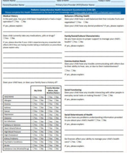 sample 10 pediatric health questionnaire templates in pdf  doc physical therapy pediatric evaluation template pdf