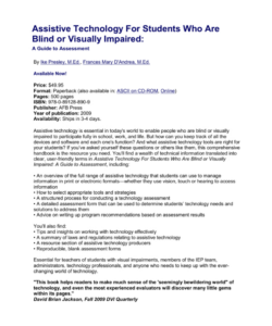 sample assistive technology for students who are blind or visually impaired assistive technology evaluation template example