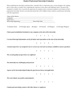 sample internship evaluation form sample intern performance evaluation template excel